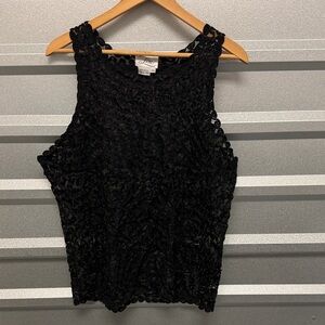 Lisa‎ Womens Sheer 90s Crinckle Tank Top Blouse Plus 1X Dark Whimsigoth Romantic